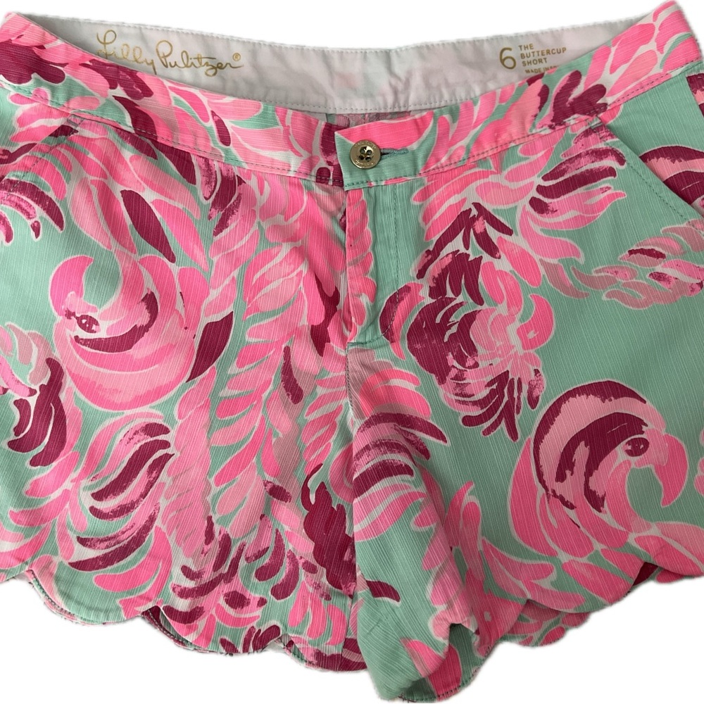 Lilly Pulitzer Vibrant Pink and Aqua Shorts - Picture 5 of 6